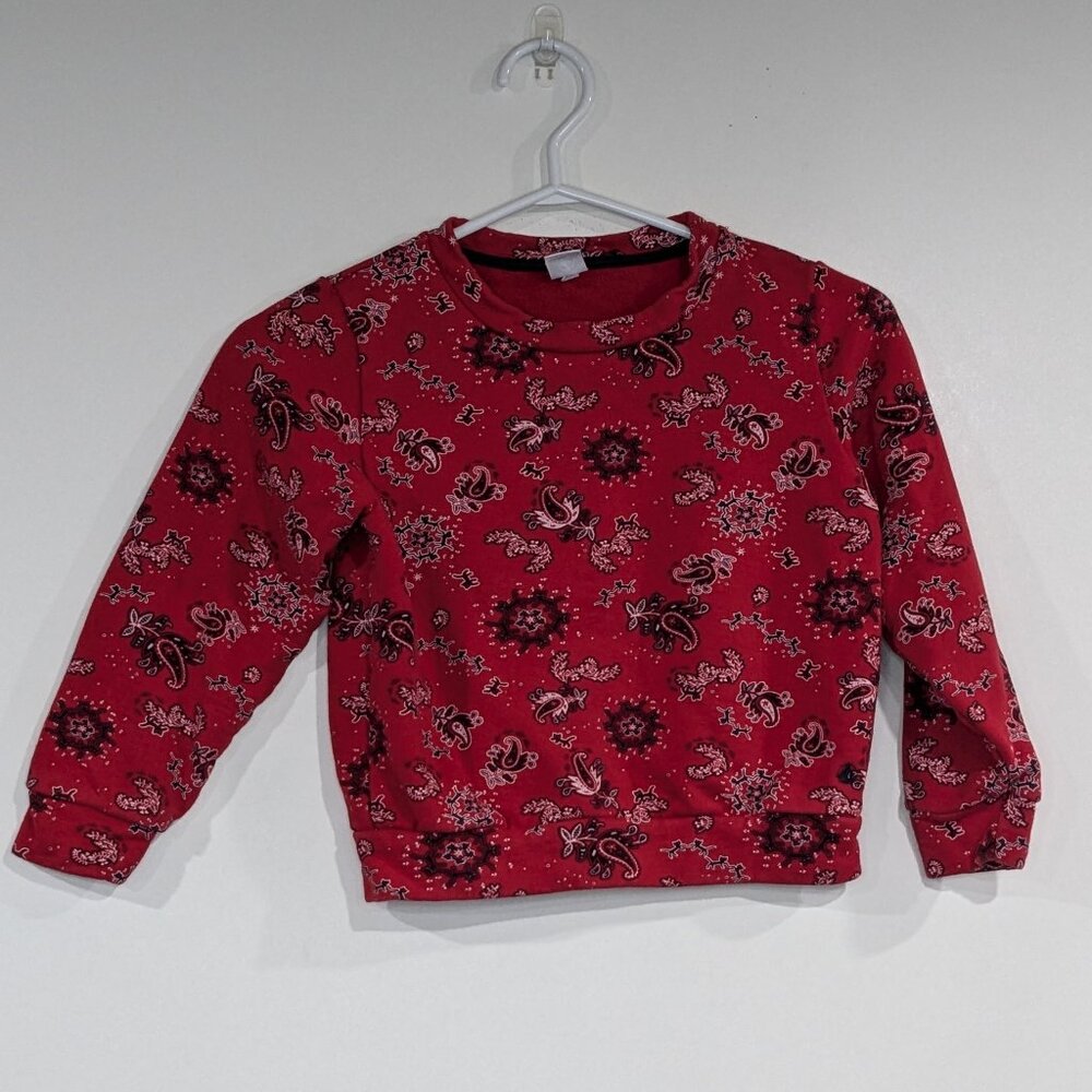 *3/$10* Petit Bateau Paisley Sweatshirt Red Navy Blue White Size 8